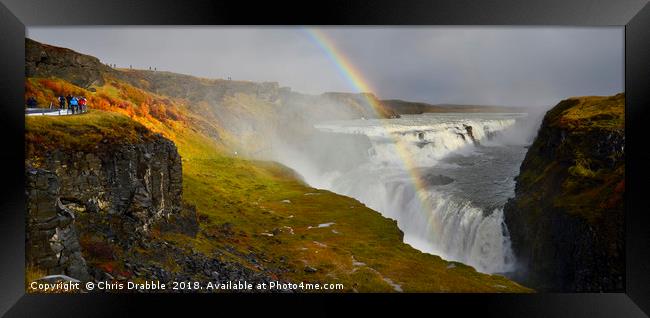 A Raindow over Gullfoss         Framed Print by Chris Drabble