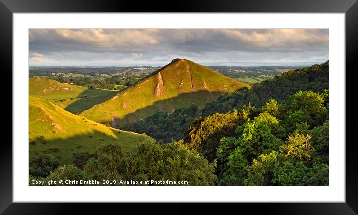 Thorpe Cloud from Air Cottage Farm  Framed Mounted Print by Chris Drabble