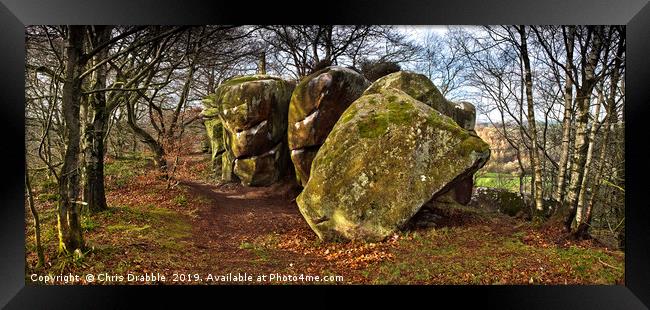 Rowtor Rocks, Birchover, The Peak District.  Framed Print by Chris Drabble