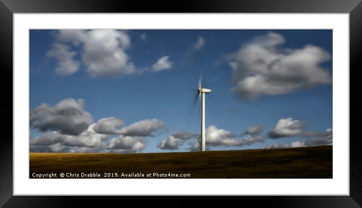 Wind turbine                                 Framed Mounted Print by Chris Drabble