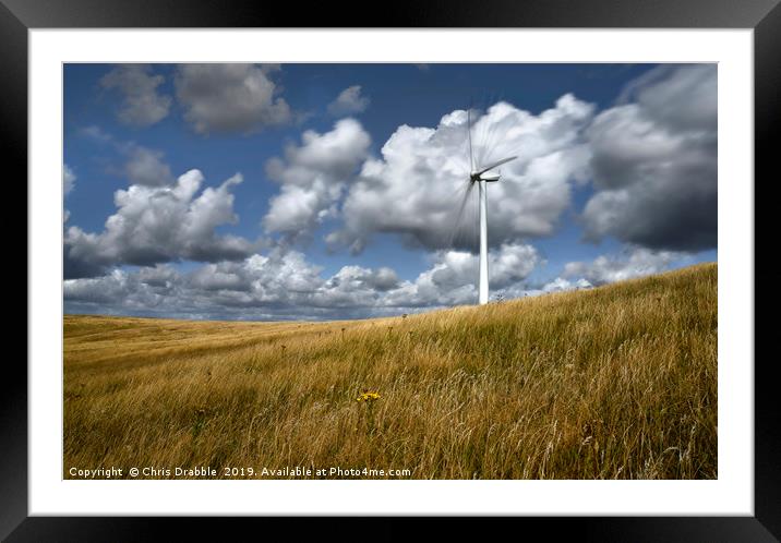 Wind Turbine at full tilt                          Framed Mounted Print by Chris Drabble