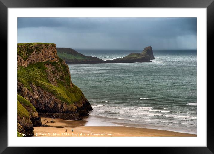 Worms Head, Rhossili Bay, the Gower Peninsula Framed Mounted Print by Chris Drabble