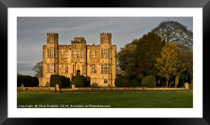 Barlborough Hall in the last light of the day Framed Mounted Print by Chris Drabble