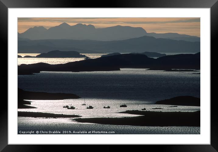 Winter sunset light over the Summer Isles Framed Mounted Print by Chris Drabble