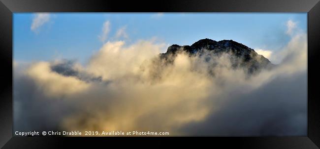 Tryfan in a Couldren of cloud                      Framed Print by Chris Drabble