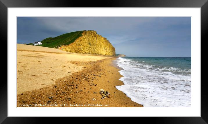 Bridport sands and East Cliff             Framed Mounted Print by Chris Drabble