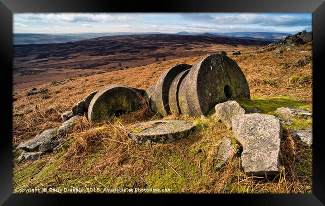 Abandoned Mill Stones, under Stanage Edge Framed Print by Chris Drabble