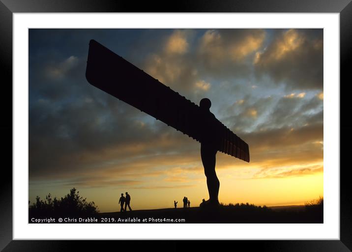 Angel of the North at sunset Framed Mounted Print by Chris Drabble