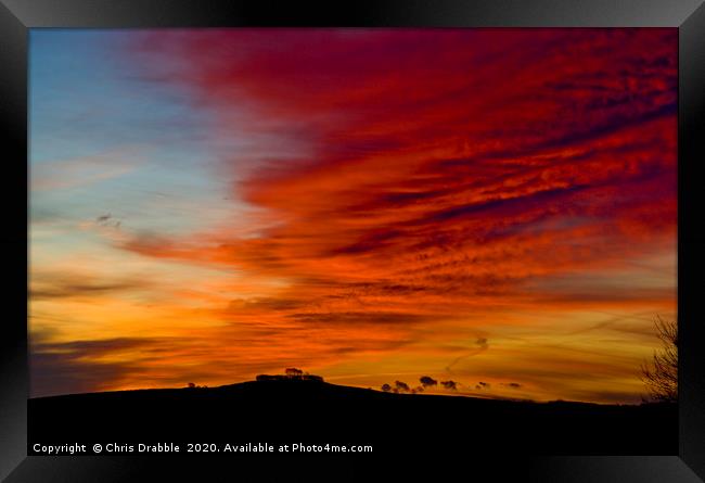 Minninglow with light from the rising sun (4) Framed Print by Chris Drabble