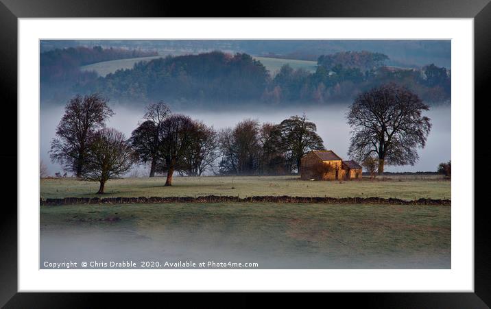 Bakewell fields at first light Framed Mounted Print by Chris Drabble