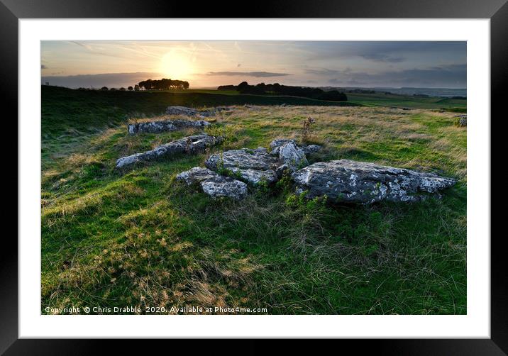 Arbor Low stone circle at Sunset (5) Framed Mounted Print by Chris Drabble