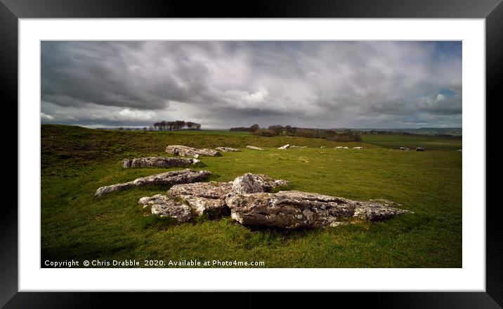 Arbor Low under heavy skies Framed Mounted Print by Chris Drabble