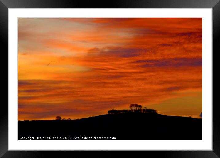 Sunrise and birds at Minninglow  Framed Mounted Print by Chris Drabble