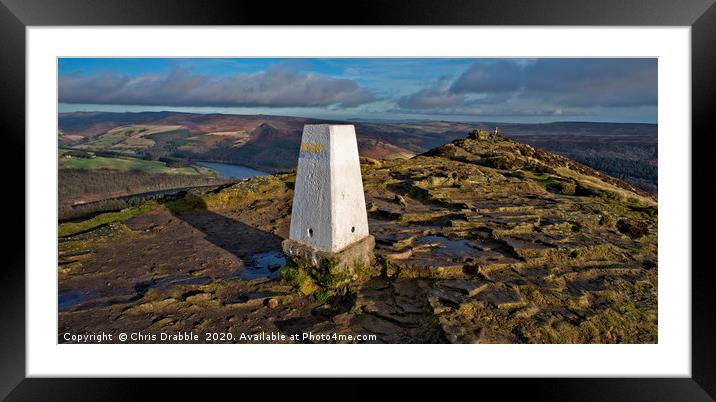 Win Hill Pike in low Winter sun Framed Mounted Print by Chris Drabble