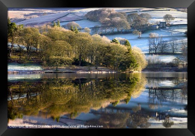 Winter reflections on Ladybower                    Framed Print by Chris Drabble