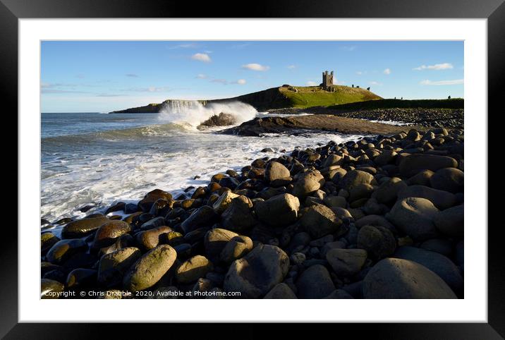 Approaching Dunstanburgh castle                    Framed Mounted Print by Chris Drabble