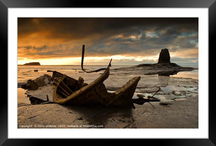 Black Nab and the wreck of the Admiral Von Tromp a Framed Mounted Print by Chris Drabble