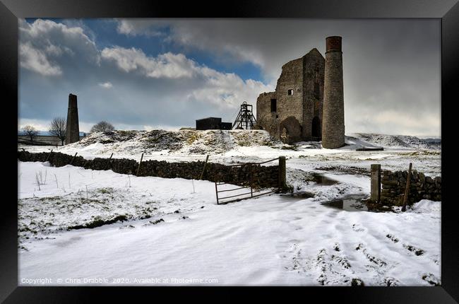Magpie Mine in Winter, Monyash, England            Framed Print by Chris Drabble
