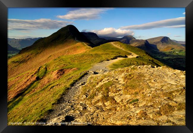 Catbells in cloud shadow, Cumbria, England         Framed Print by Chris Drabble