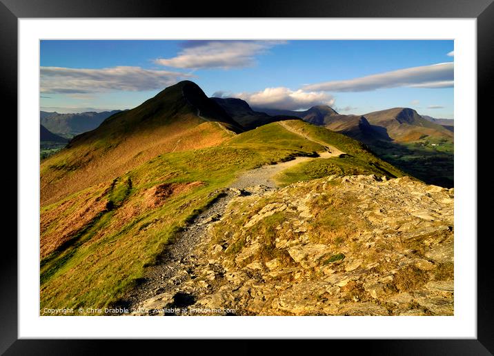 Catbells in cloud shadow, Cumbria, England         Framed Mounted Print by Chris Drabble