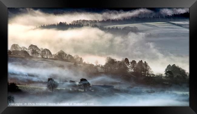 Morning mist in the Derwent Valley. Framed Print by Chris Drabble