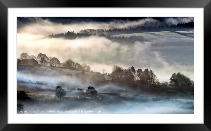 Morning mist in the Derwent Valley. Framed Mounted Print by Chris Drabble