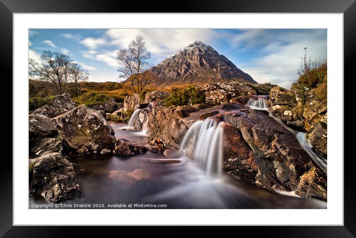 Buachaille Etive Mor and Waterfalls Framed Mounted Print by Chris Drabble