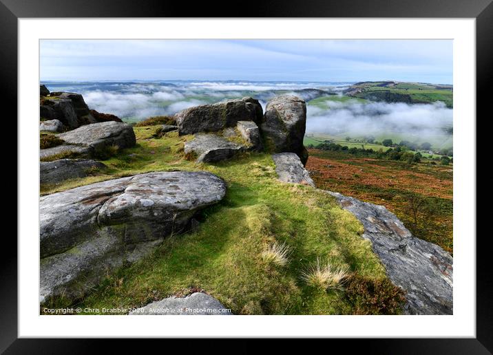 Cloud inversion over the Derwent Valley. Framed Mounted Print by Chris Drabble