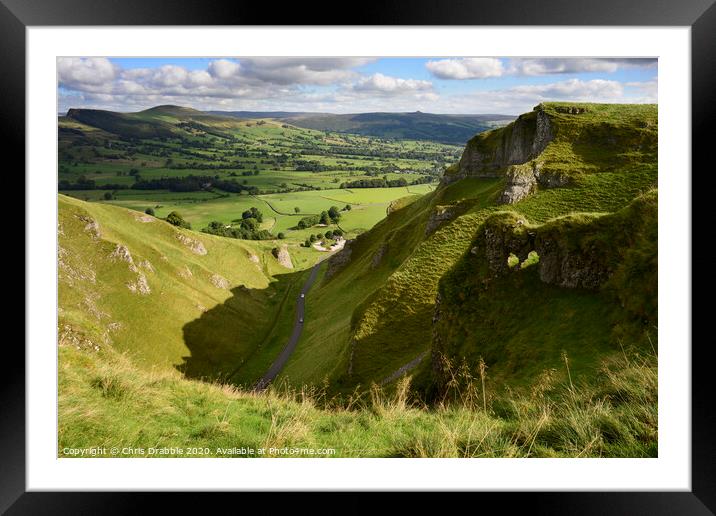 Castleton from the slopes of Winnats Pass Framed Mounted Print by Chris Drabble