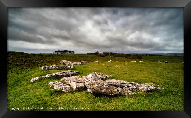 Arbor Low under heavy clouds Framed Print by Chris Drabble
