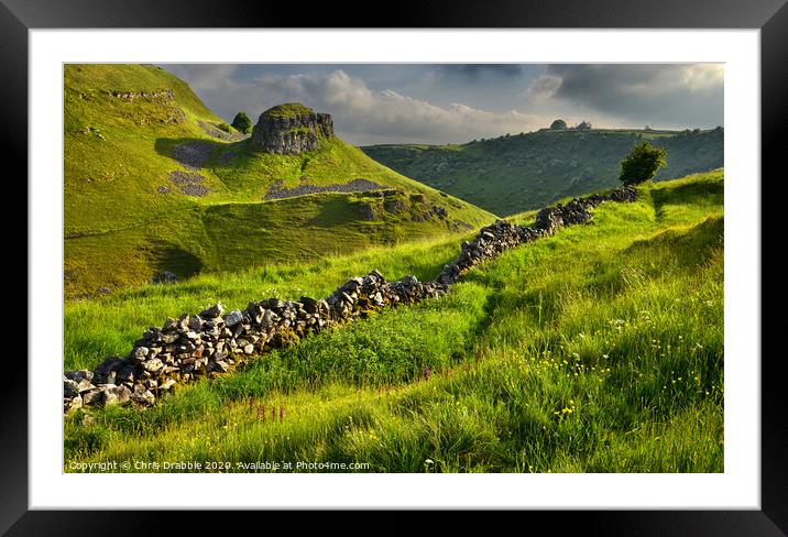 Evening light in Cressbrook Dale (3) Framed Mounted Print by Chris Drabble