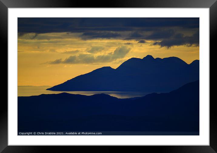 sunset from the Bealach na Ba Framed Mounted Print by Chris Drabble