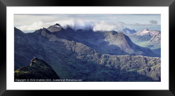 The Cuillin, enveloped in cloud Framed Mounted Print by Chris Drabble