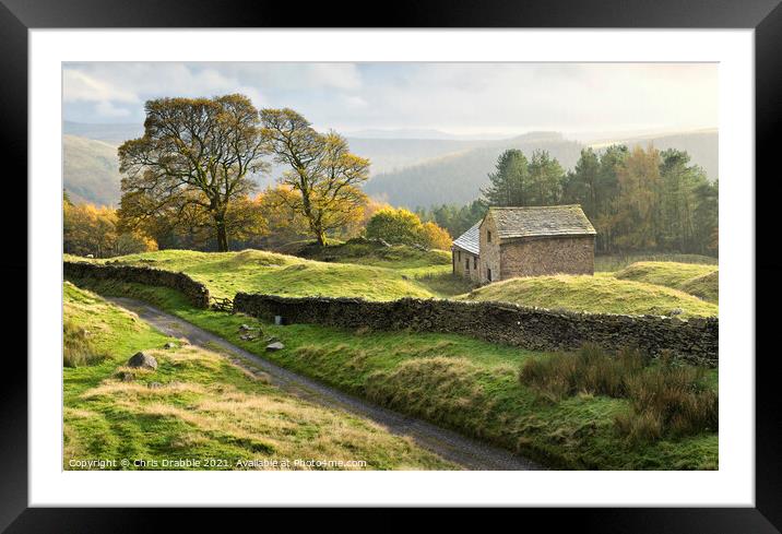 Autumn shades at Bell Hagg Barn Framed Mounted Print by Chris Drabble