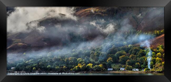 Smoke and mist over Loch Duich Framed Print by Chris Drabble