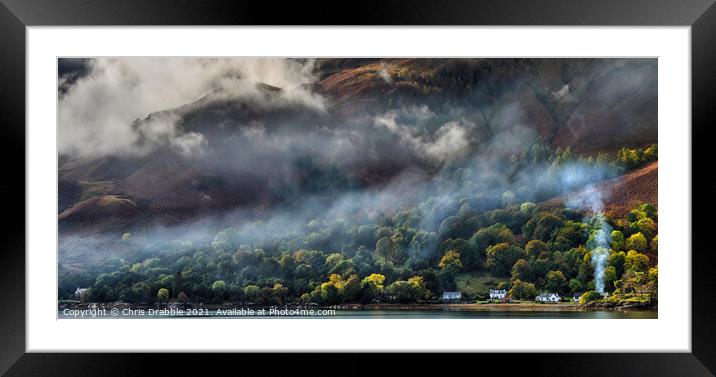 Smoke and mist over Loch Duich Framed Mounted Print by Chris Drabble