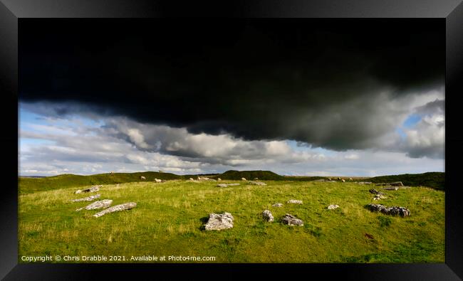 Arbor Low under heavy clouds Framed Print by Chris Drabble