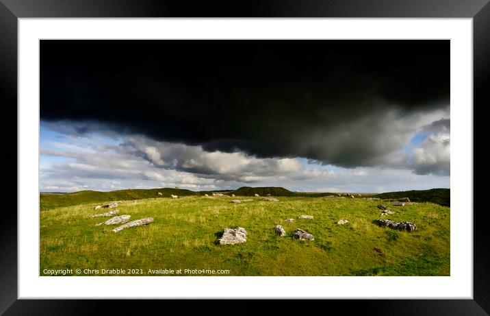 Arbor Low under heavy clouds Framed Mounted Print by Chris Drabble
