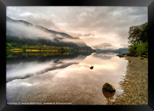 Loch Lubnaig and a dawn mist Framed Print by Chris Drabble