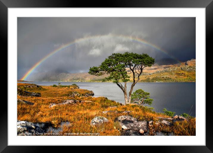 Rainbow at Loch Maree Framed Mounted Print by Chris Drabble