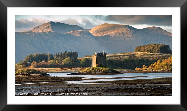 Castle Stalker from the Port Appin road (4) Framed Mounted Print by Chris Drabble