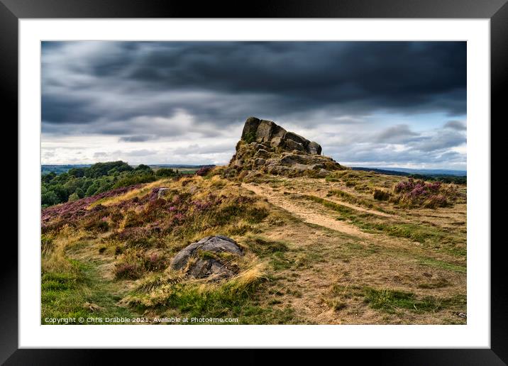 Ashover Stone and  moving clouds (2) Framed Mounted Print by Chris Drabble