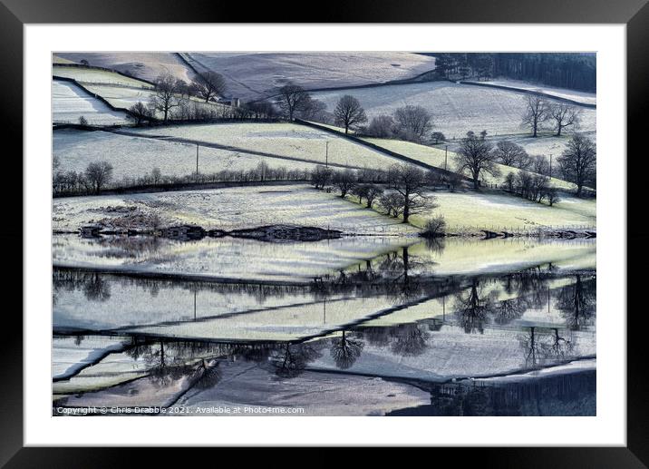 Under Derwent Edge in early light and frost Framed Mounted Print by Chris Drabble