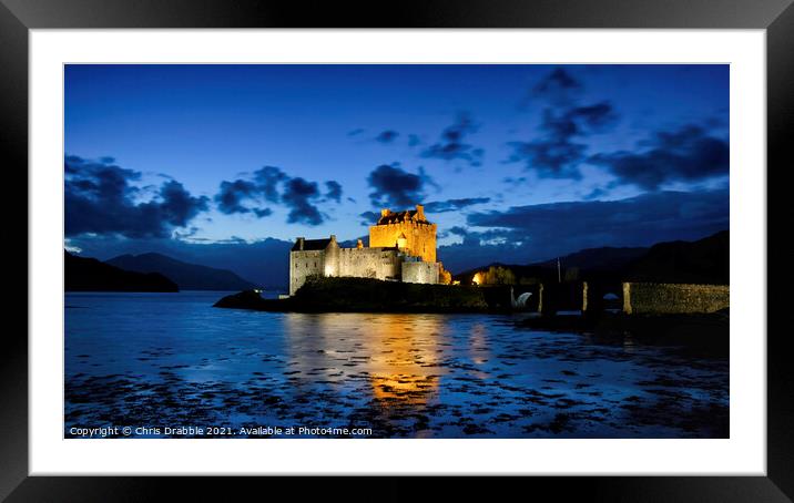 Eilean Donan Castle at dusk Framed Mounted Print by Chris Drabble