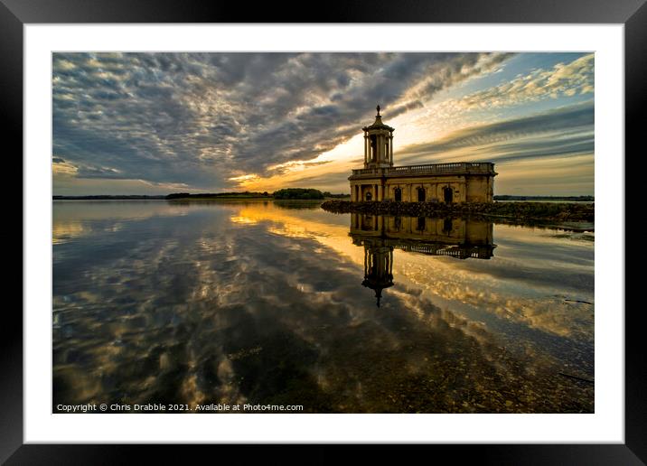 Normanton Church at sunset Framed Mounted Print by Chris Drabble