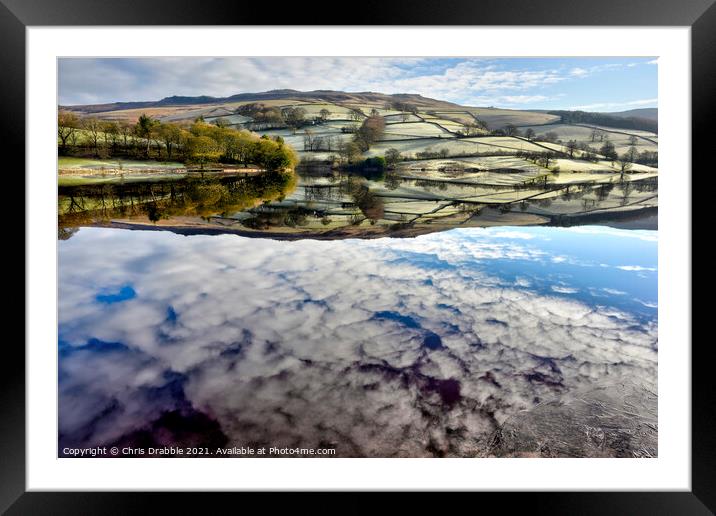 Ladybower Reservoir reflections Framed Mounted Print by Chris Drabble