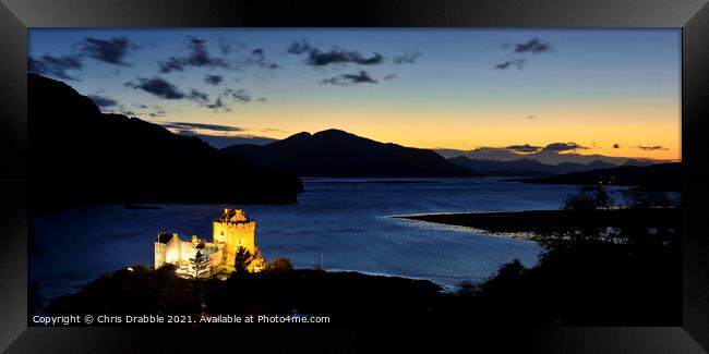 Eilean Donan Castle and the afterglow of sunset Framed Print by Chris Drabble