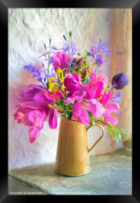 Rustic Cottage Floral Ensemble Framed Print by Susie Peek