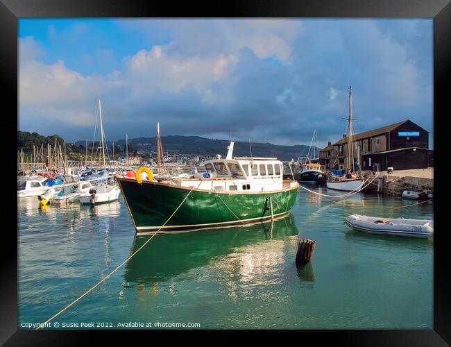 Lyme Regis Harbour on a Sunny September Morning Framed Print by Susie Peek