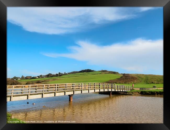 Bridge over the River Char at Charmouth Framed Print by Susie Peek